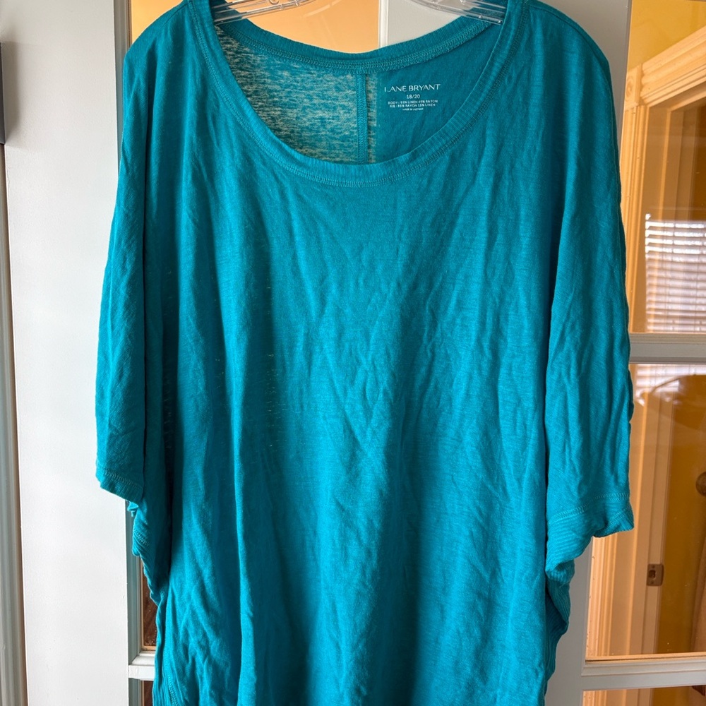 NWOT 18 20 Lane Bryant Teal Scoop Neck Women’s Top coverup